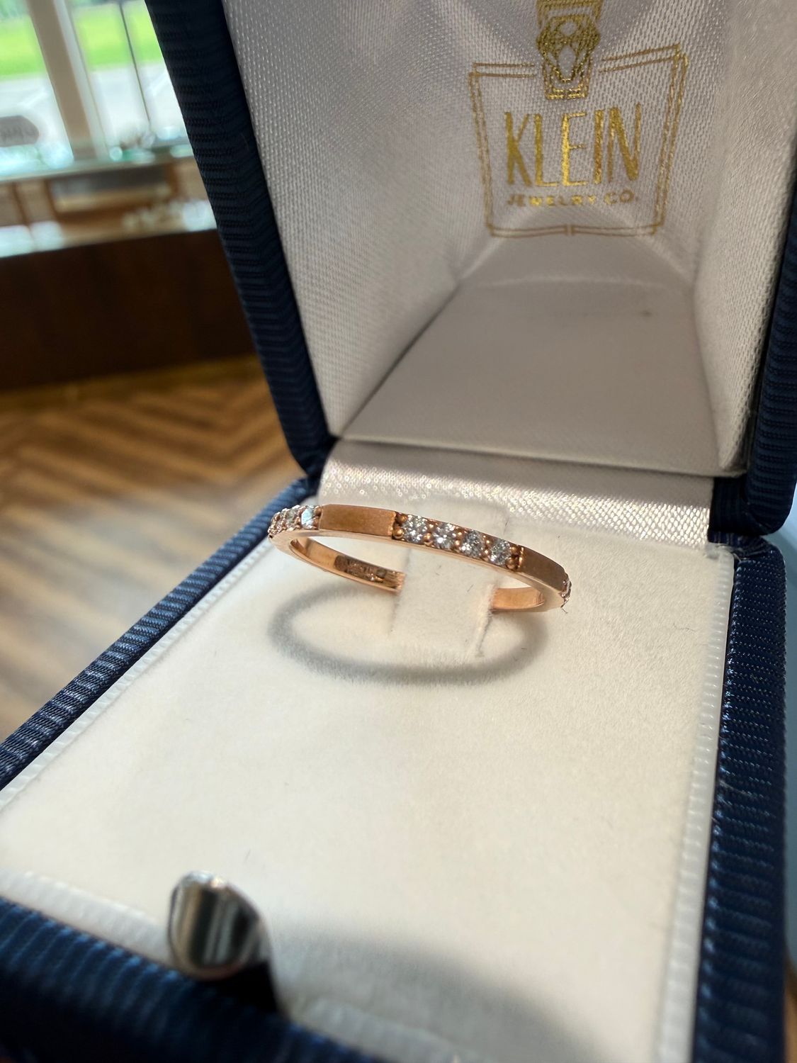 14k Satin Finish  Rose Gold Diamond Stacker Band .22ctw