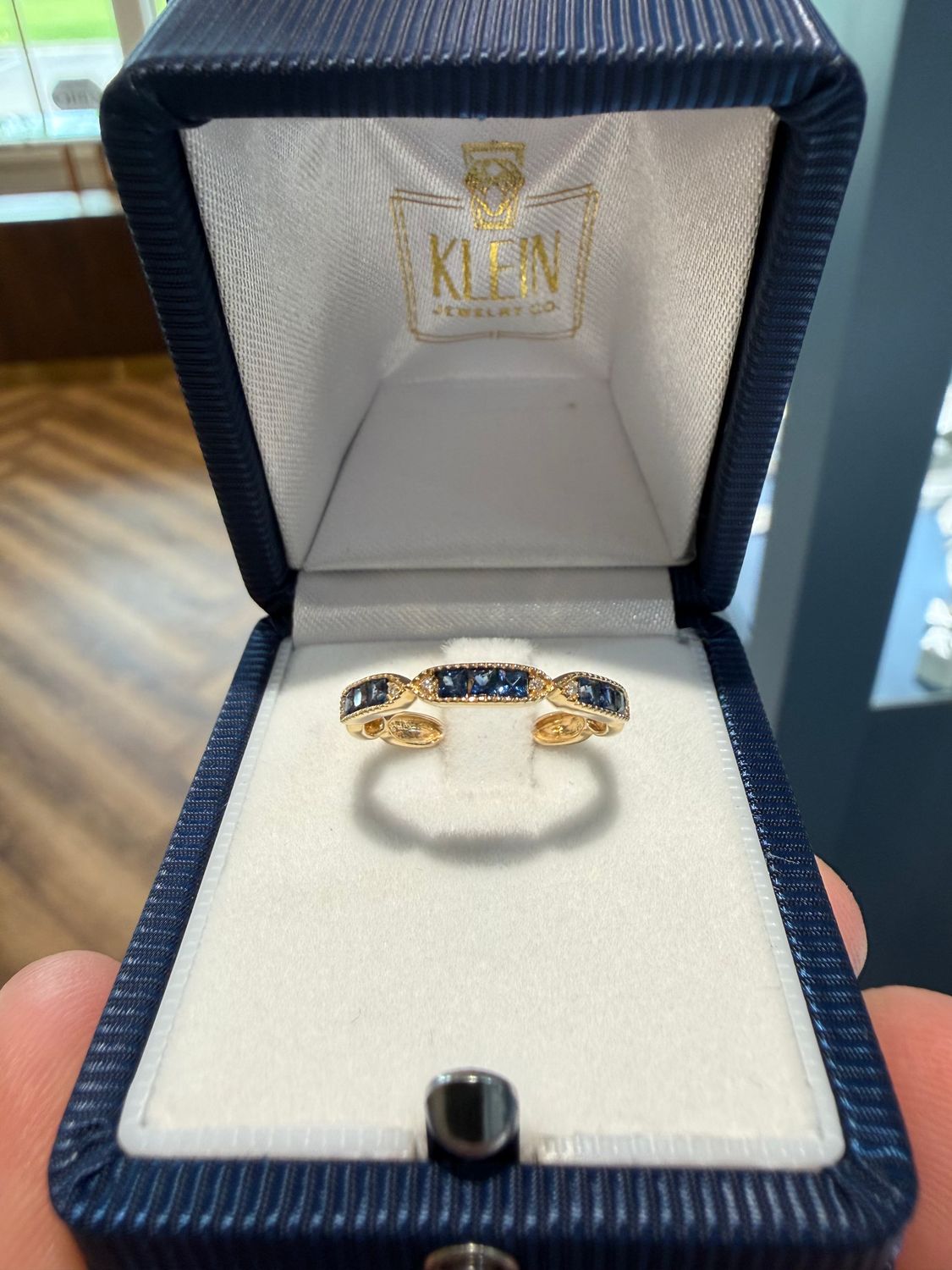 14k Yellow Gold Sapphire and Diamond Alternating Stacker Band .50ctw