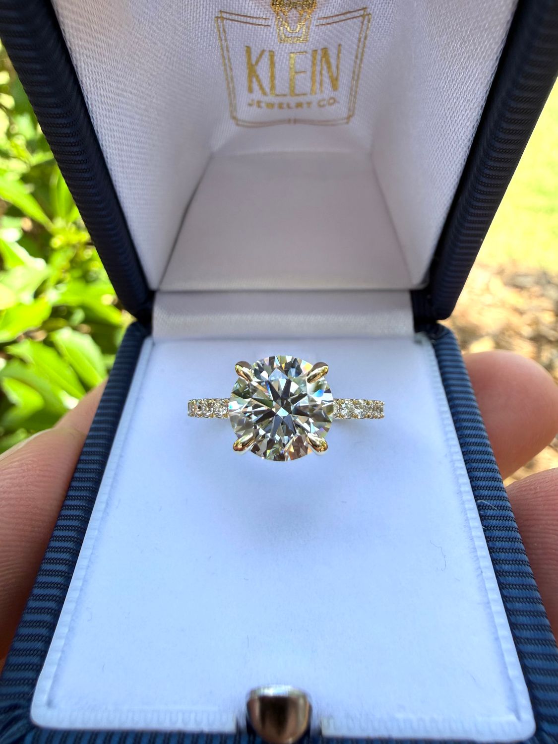 14k Yellow Gold 2ct Round Brilliant Lab Grown Diamond Engagement Ring with Hidden Halo and Diamond Shank 2.5ctw