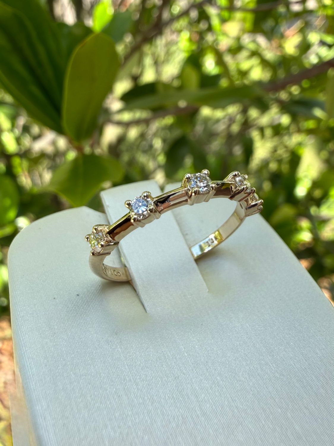 14k Yellow Gold Custom 5 Stone Wedding / Anniversary Band 0.226ctw