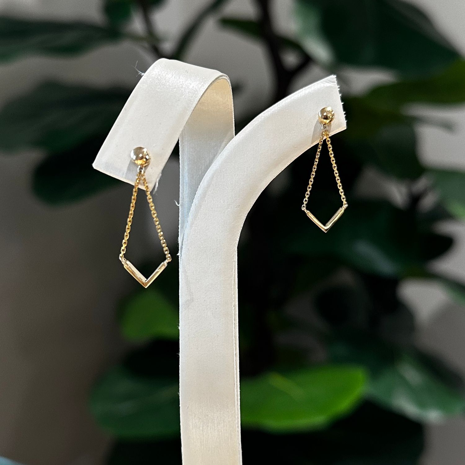 14k Yellow Gold Chevron Earring Jackets on 4mm Button Post Studs