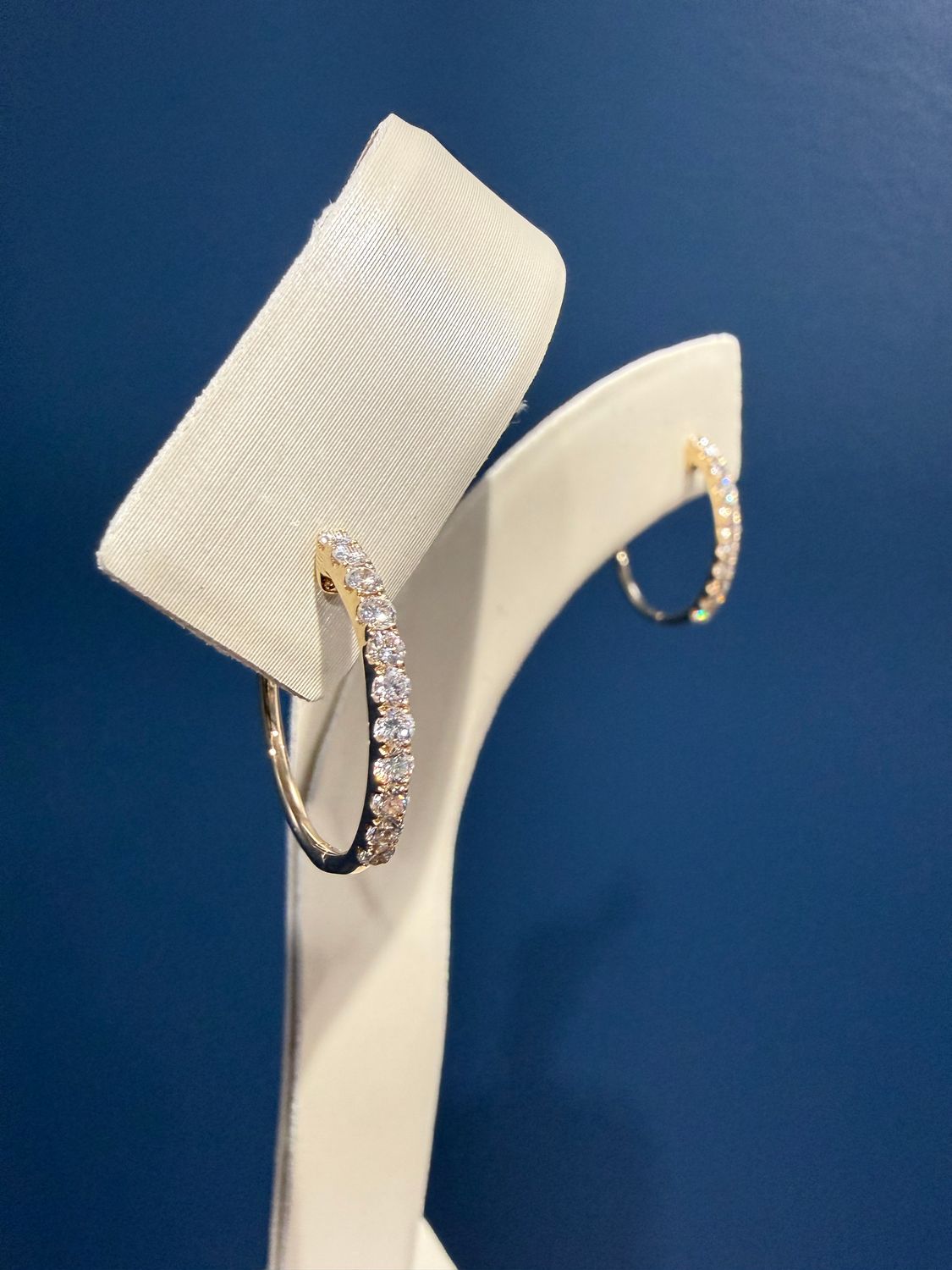 14k Yellow Gold Diamond Round Hoop Earrings .50ctw