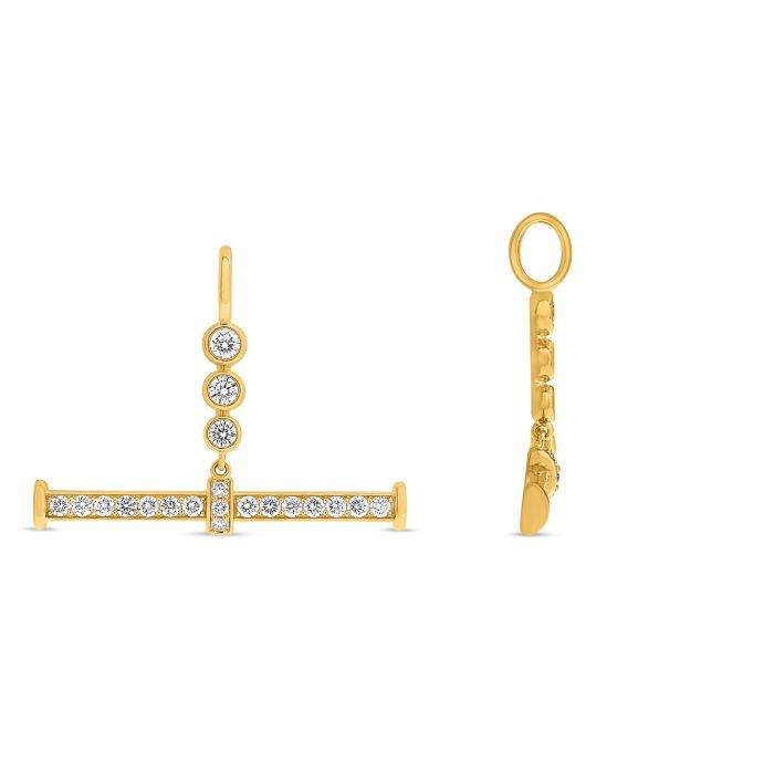 14k Yellow Gold Diamond Toggle Bar Pendant 0.55ctw