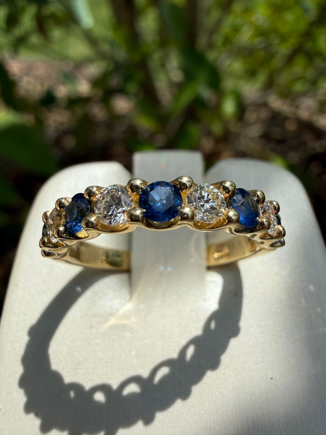 14k Yellow Gold Sapphire and Diamond Band Sapphire: 0.68ctw Dia: 0.45ctw