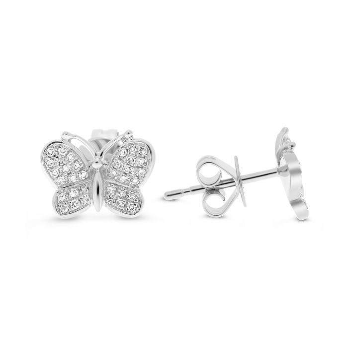 14k White Gold Diamond Butterfly Earrings 0.15ctw
