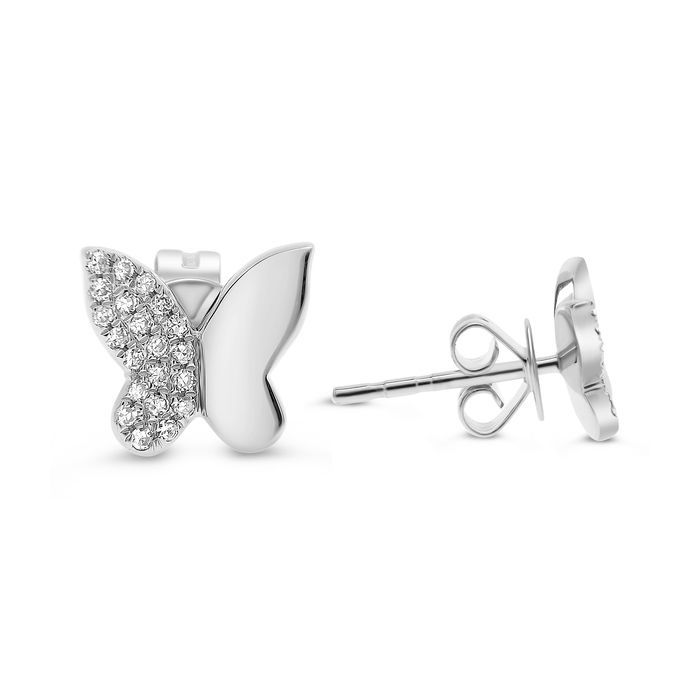14k White Gold Diamond Butterfly Earrings 0.10ctw