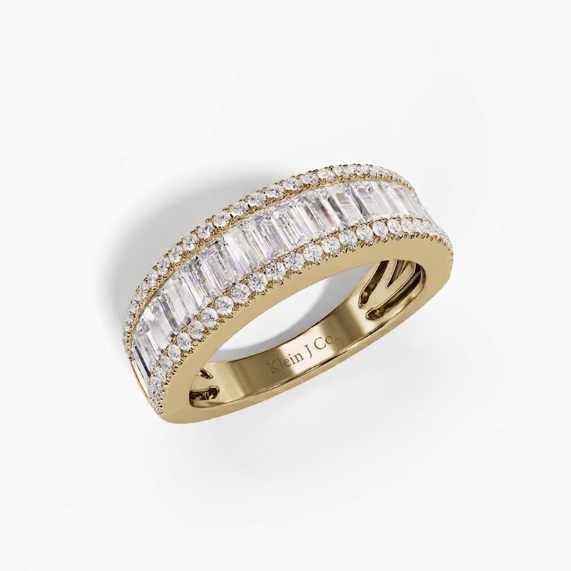 14k Yellow Gold Baguette and Round Lab Grown Diamond Band .92ctw sz 6.5