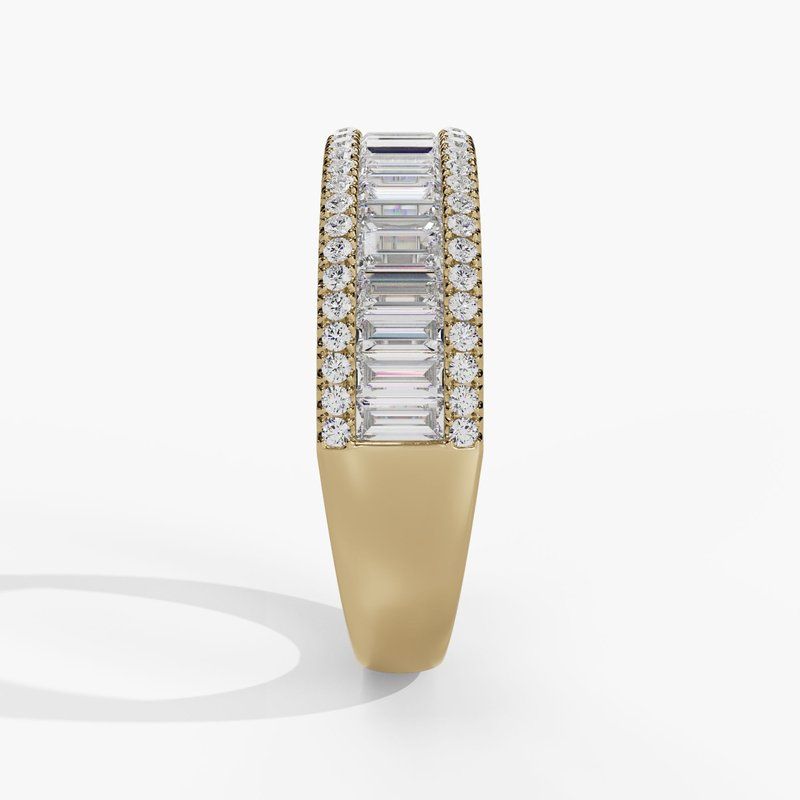 14k Yellow Gold Baguette and Round Lab Grown Diamond Band .92ctw sz 6.5