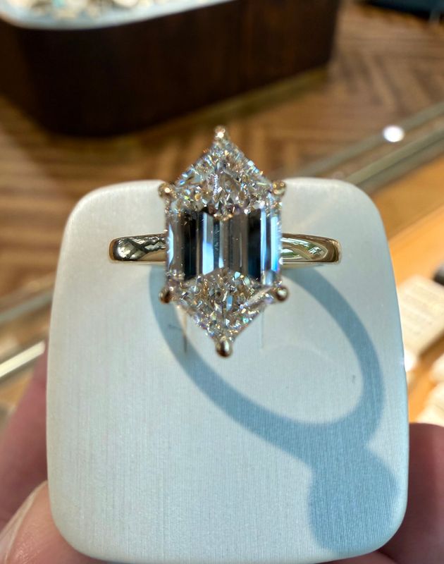 14k Yellow Gold 2.49 ct F VVS2 Marquise Duchess Step Cut  Lab Diamond Floral Solitaire Engagement Ring