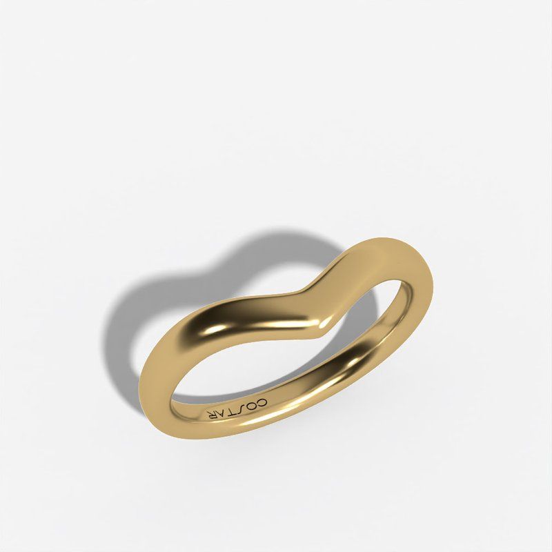 14k Yellow Gold V-Shaped Contoured Band