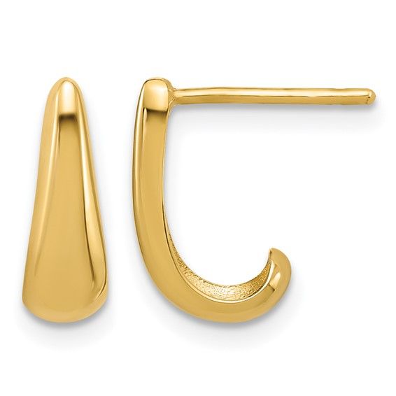 14k Yellow Gold J Hoop Earrings