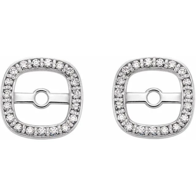 14k White Gold .08ctw Diamond Earring Jackets for 5mm Stud