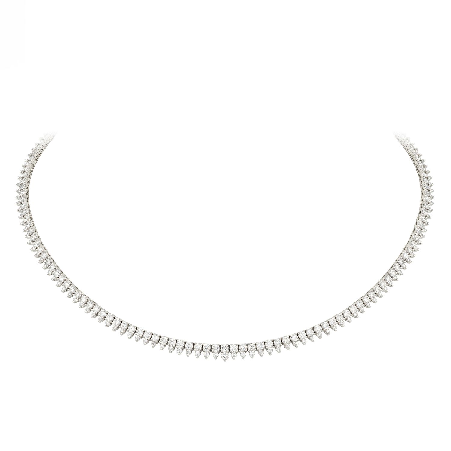 18k White Gold Diamond Half Tennis Necklace 5.01ctw