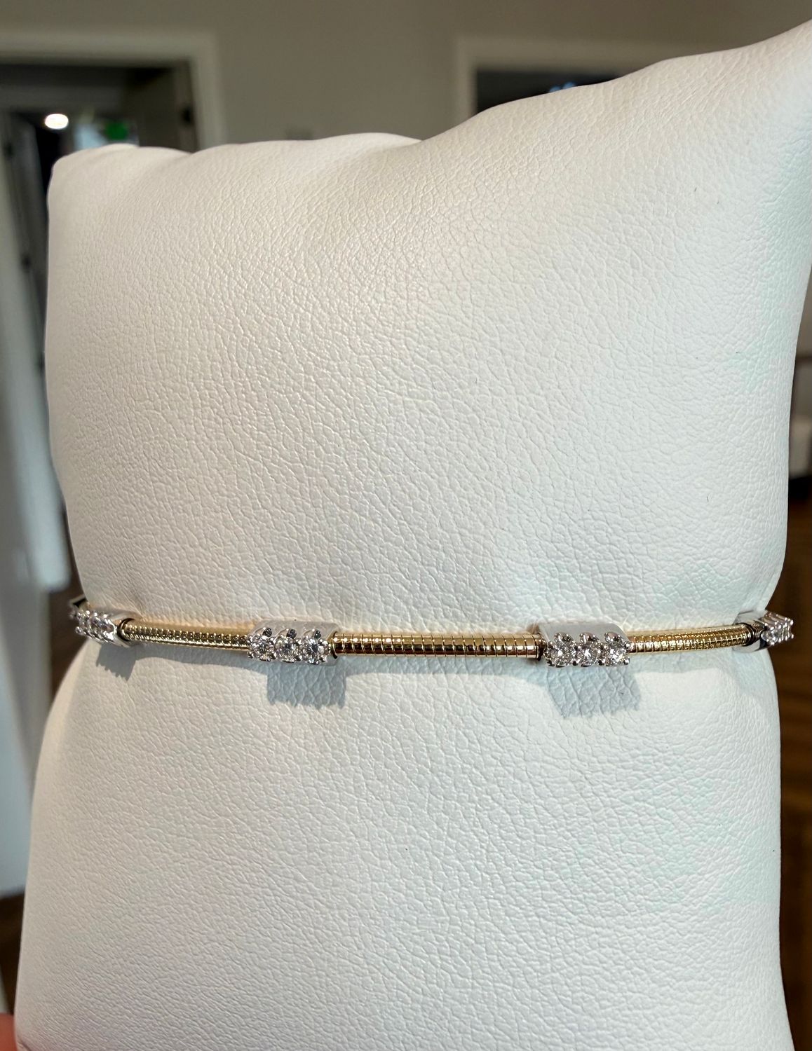 14k Yellow and White Gold Diamond Flex Bracelet Dia:0.23