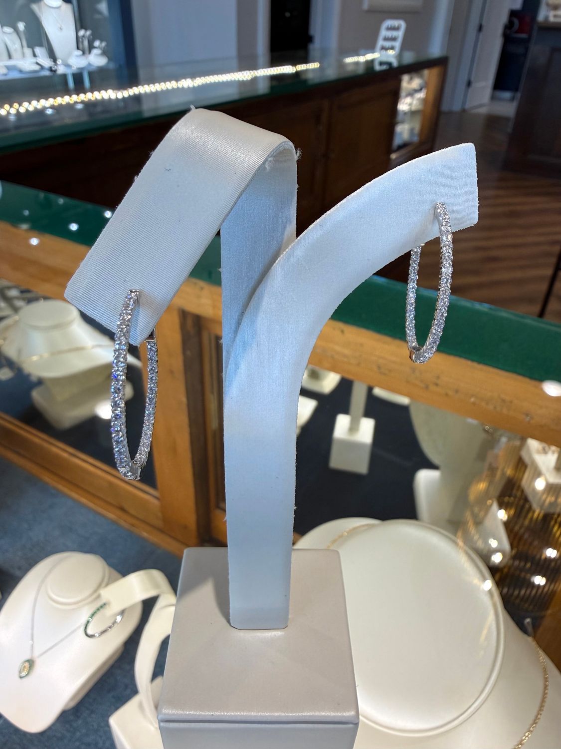 14k White Gold Oval Lab Grown Diamond Hoop Earrings 1.17ctw