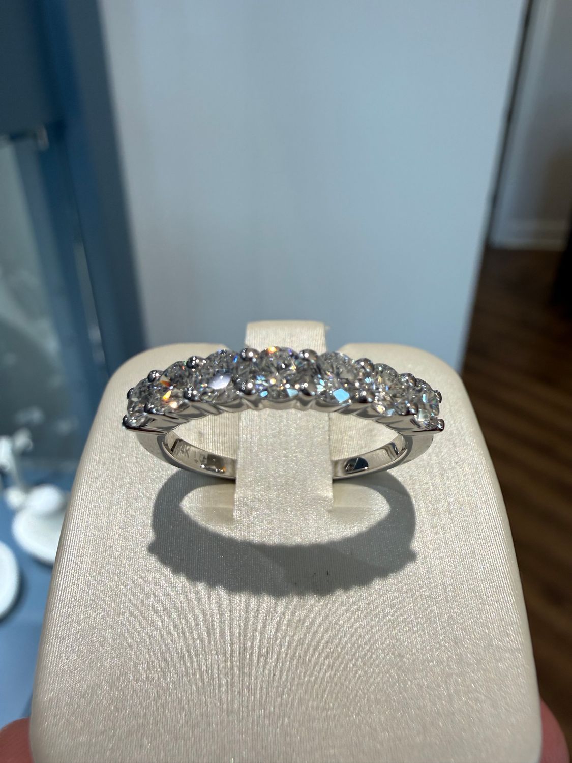 14k White Gold 7 Stone Lab Grown Wedding/Anniversary Band 1.07ctw