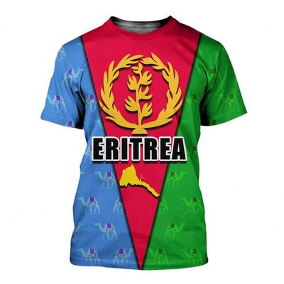 Africa Eritrea Flag Print Men&#39;s Essential T-Shirt High Quality Shirt With Logo Bulk Summer