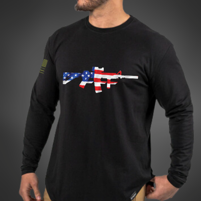 AMERICAN FLAG LONG SLEEVE BLACK