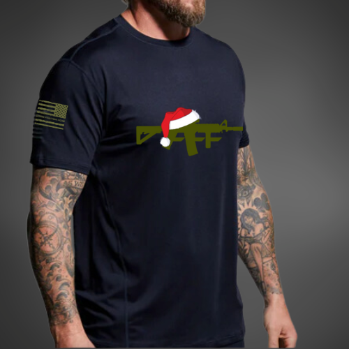 SANTA HAT TSHIRT BLACK