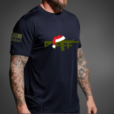 SANTA HAT TSHIRT BLACK