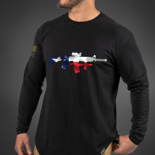 TEXAS FLAG LONG SLEEVE BLACK