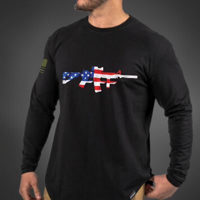 AMERICAN FLAG LONG SLEEVE BLACK