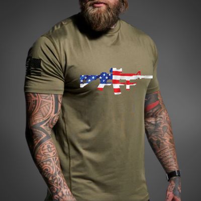 AMERICAN FLAG TSHIRT MILITARY GREEN