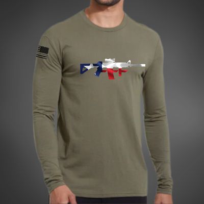 TEXAS FLAG LONG SLEEVE MILITARY GREEN