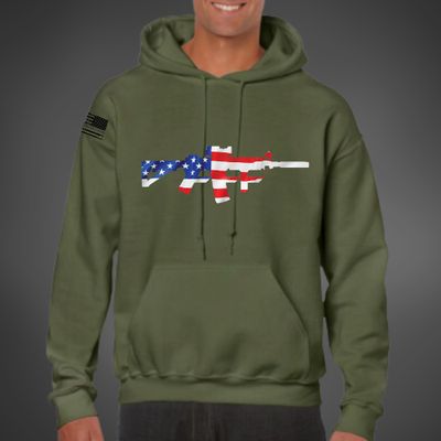 AMERICAN FLAG HOODIE MILITARY GREEN