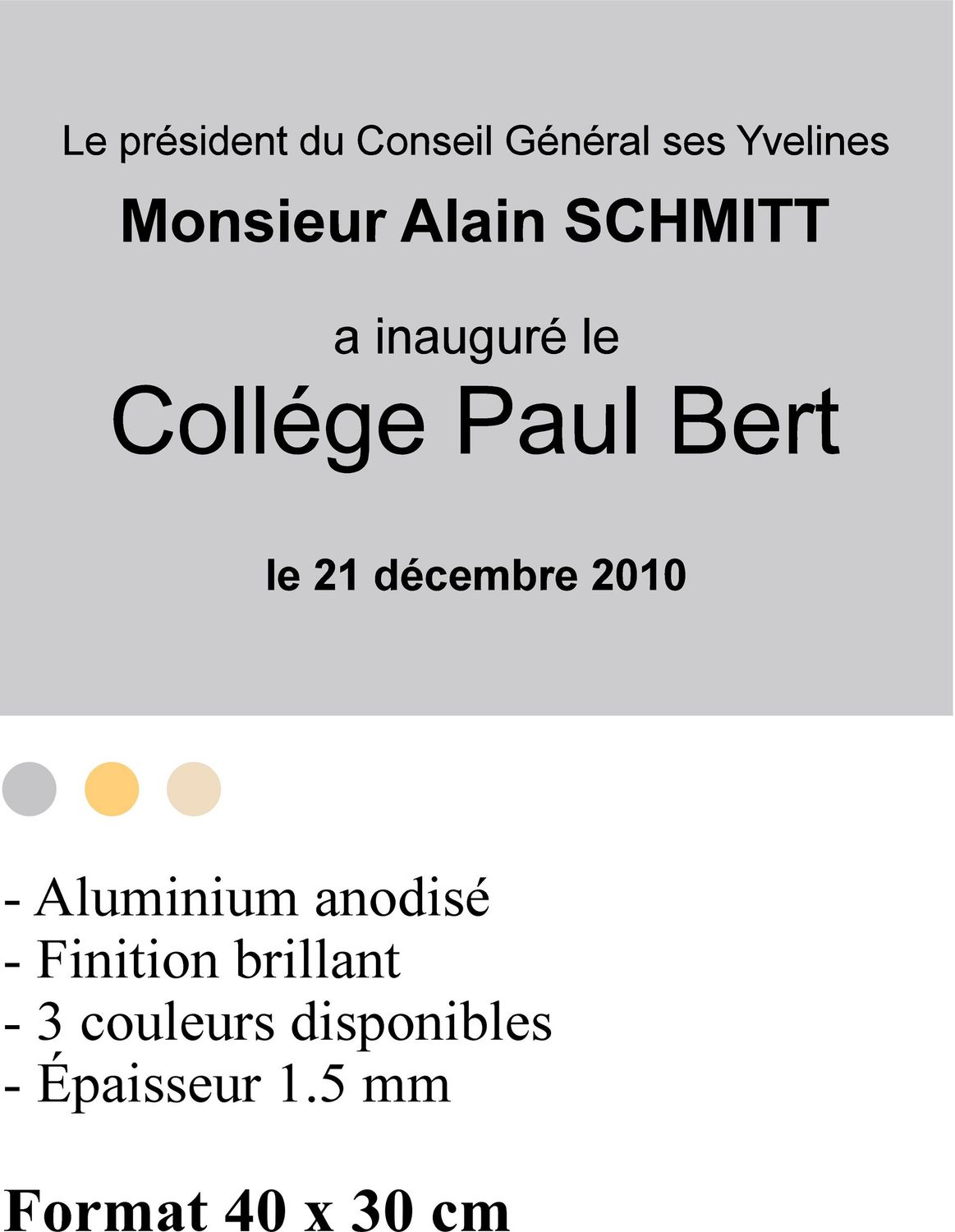 Plaque aluminium anodisée brillante à partir de