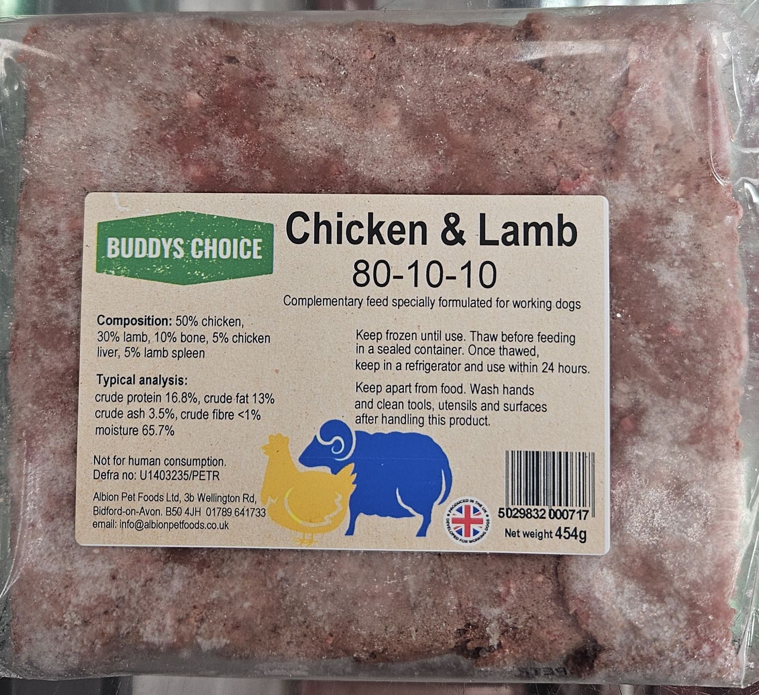 Buddys Choice Chicken &amp; Lamb 80/10/10 454g