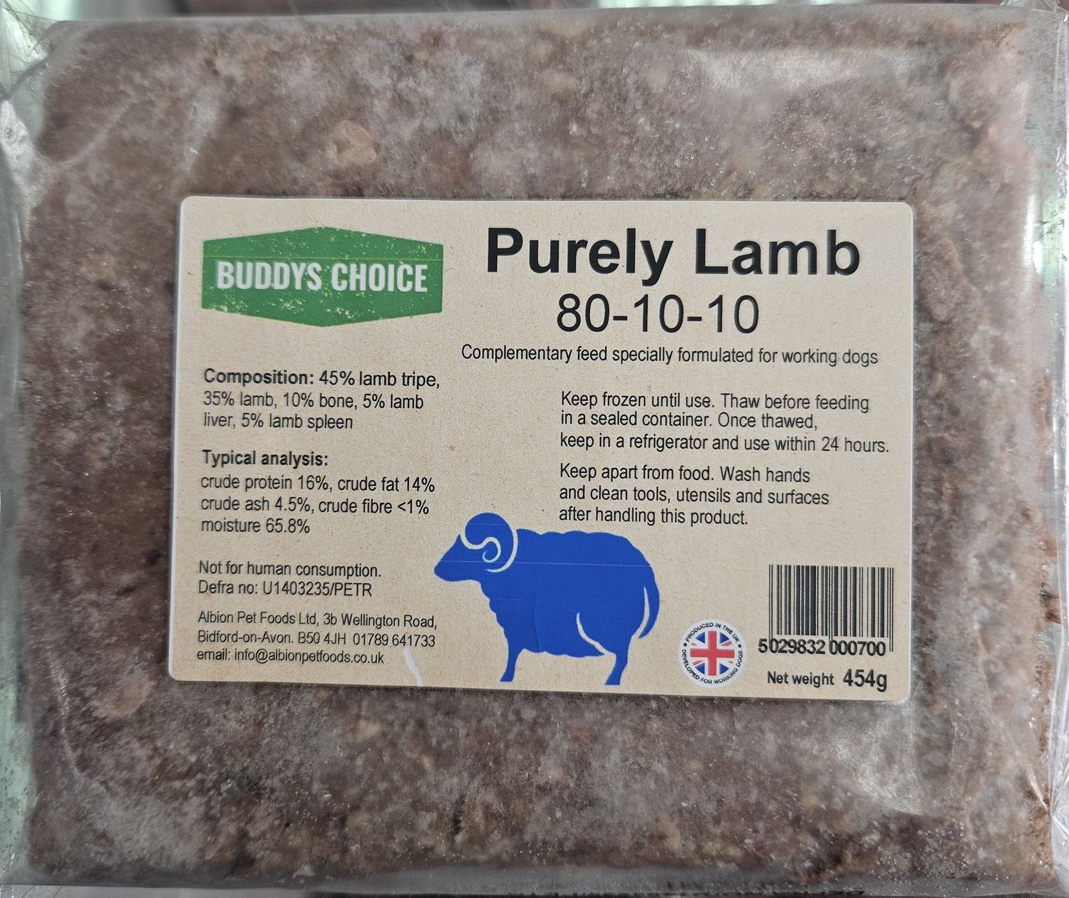 Buddys Choice Purely Lamb 454g
