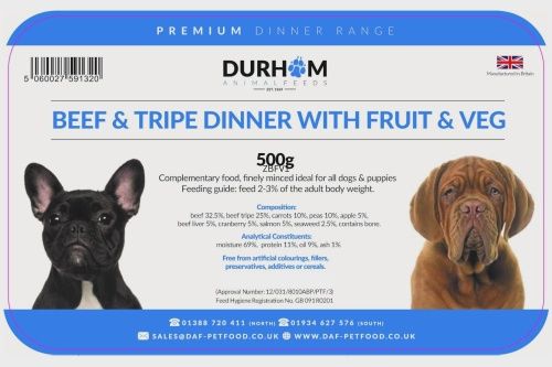 DAF Beef &amp; Tripe, Fruit &amp; Veg Dinner 500g