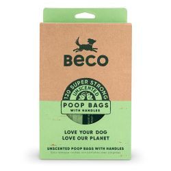 Beco Dog Poop Bags, Unscented with Handles, 120 per Pack