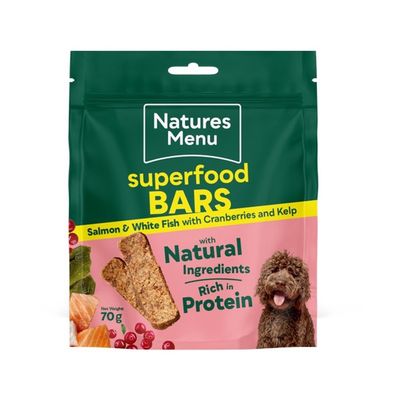 Natures Menu  Superfood Bars Salmon, White Fish, Cranberry &amp; Kelp 70g
