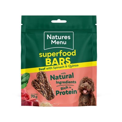 Natures Menu Superfood Bars Beef, Spinach &amp; Quinoa 70g