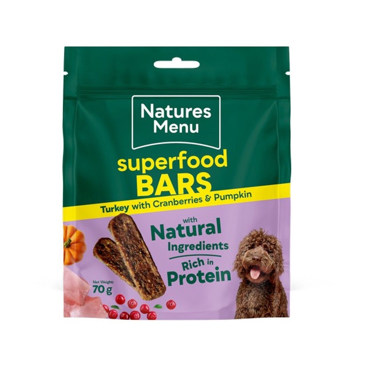 Natures Menu Superfood Bars Turkey, Cranberry &amp; Pumpkin 70g