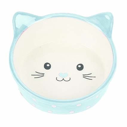 Pet Platter Polka Cat Bowl Blue