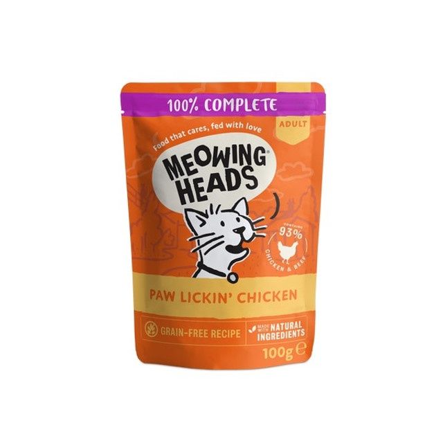 Meowing Heads Paw Lickin&#39; Chicken 100g
