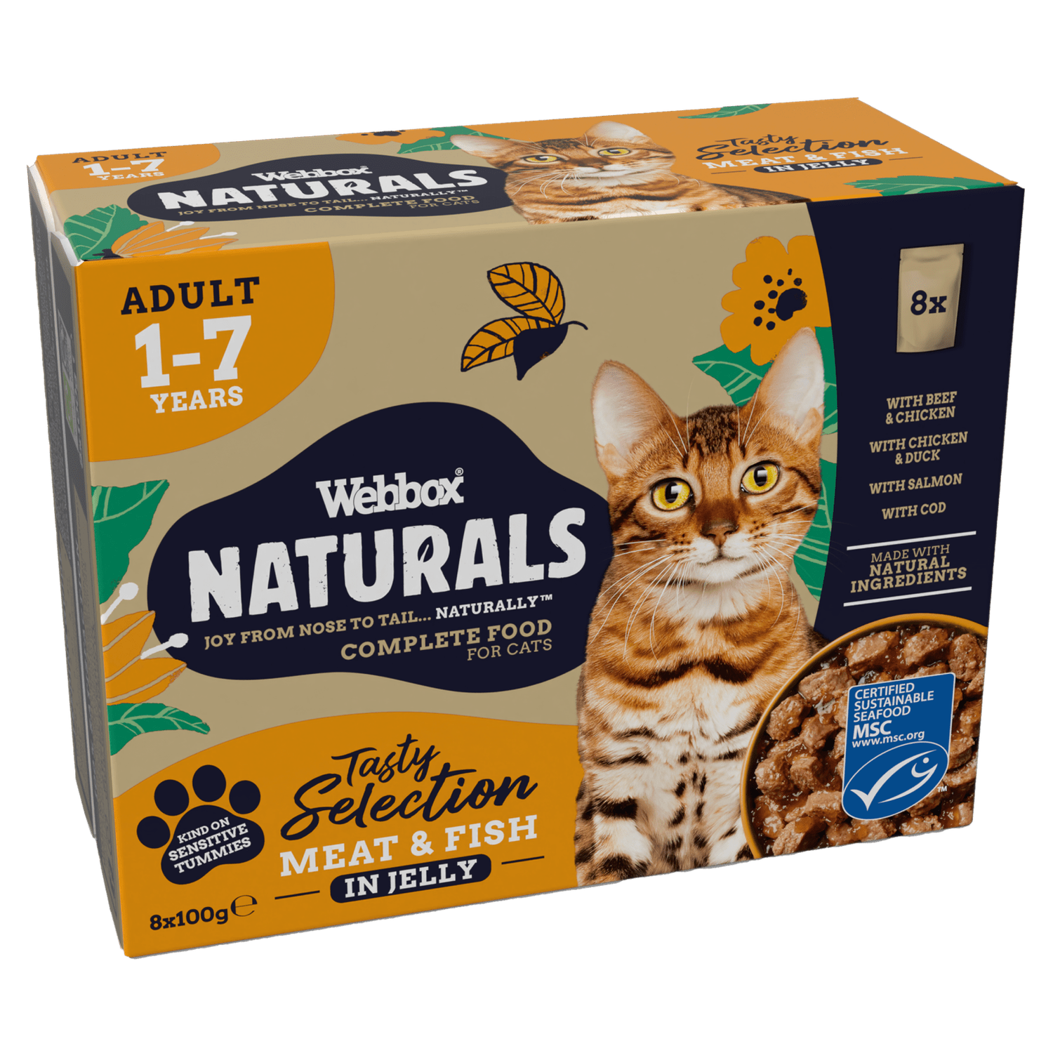 Webbox Naturals Cat Mixed In Jelly Selection 8x100g