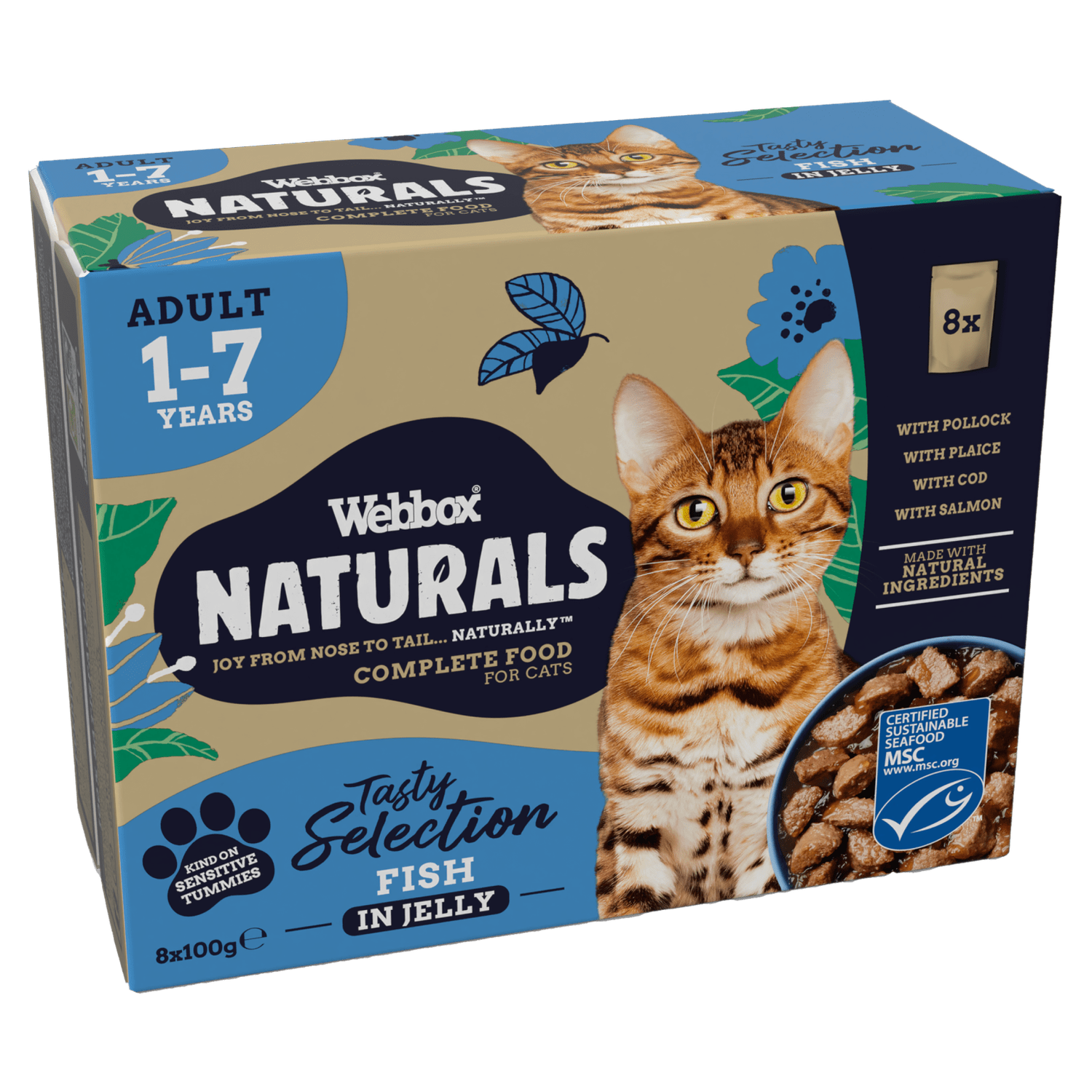 Webbox Naturals Cat Fish In Jelly Selection 8x100g