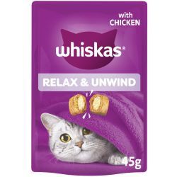 Whiskas Relax &amp; Unwind Adult Cat Treats With Chicken 45g