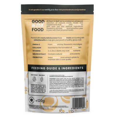 Pooch &amp; Mutt Shrimp &amp; Coconut Meaty Skin &amp; Coat Treats 120g