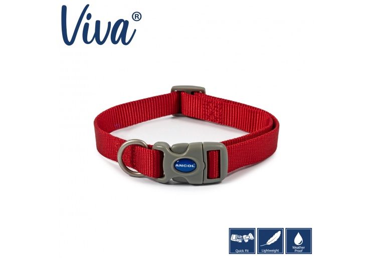 Ancol Viva Adjustable Collar Red 20-30cm Size 1-2
