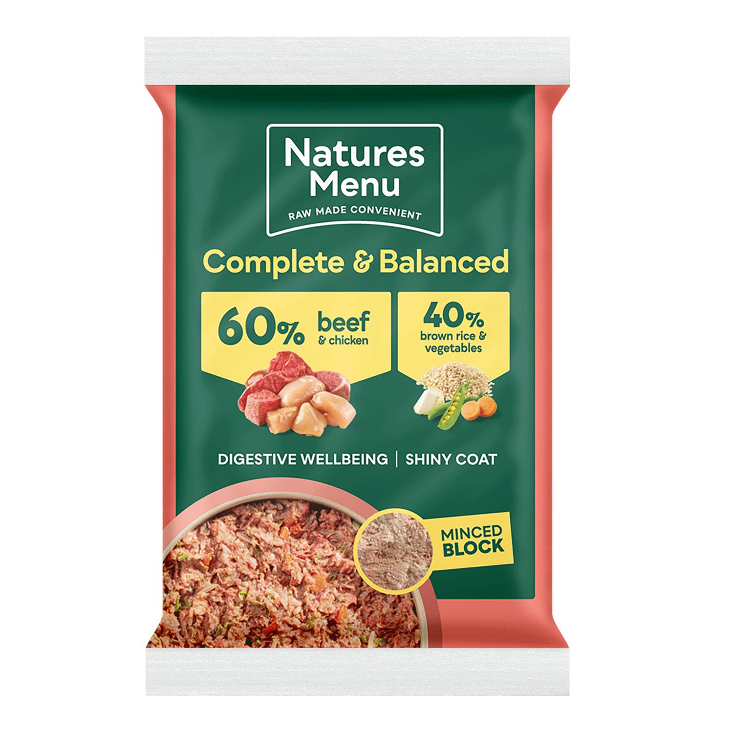 Natures Menu Block - 60% Beef &amp; Chicken 300g