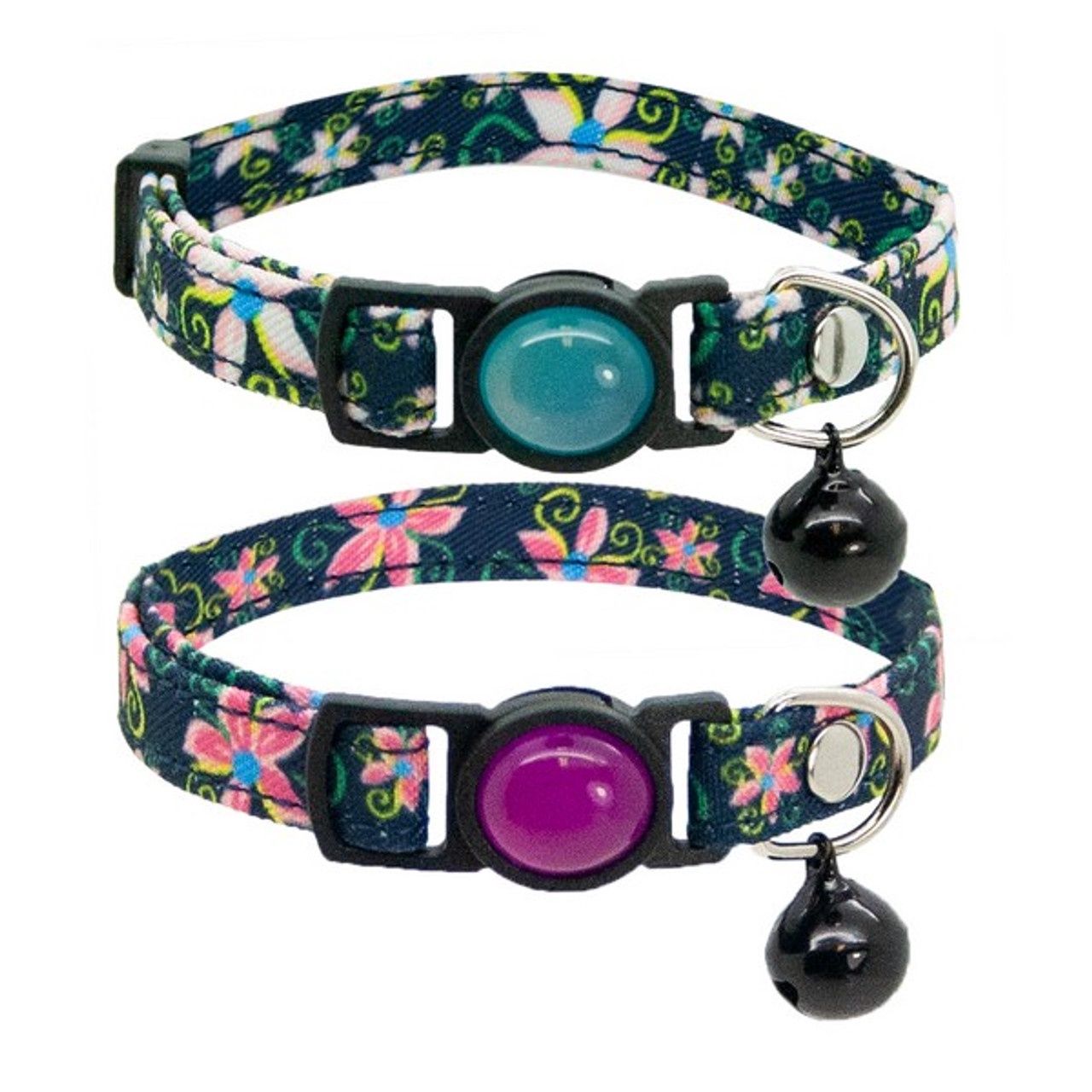 Cat Circus Collar Jewelled Floral Denim