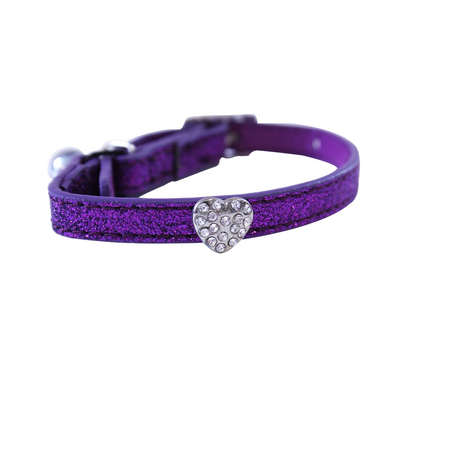 Glitter Bow Faux Leather Cat Collar Purple