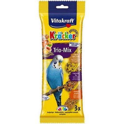 Vitakraft Budgie Kracker Treat Sticks Triple Pack (Honey, Egg, Grass Seed) 3pk Case of 7