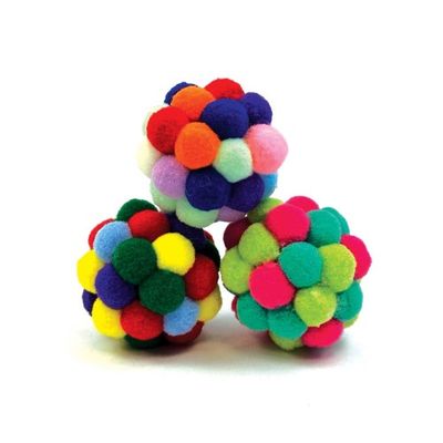 Happy Pet Tabby Patch Pom Pom Balls Cat Toy