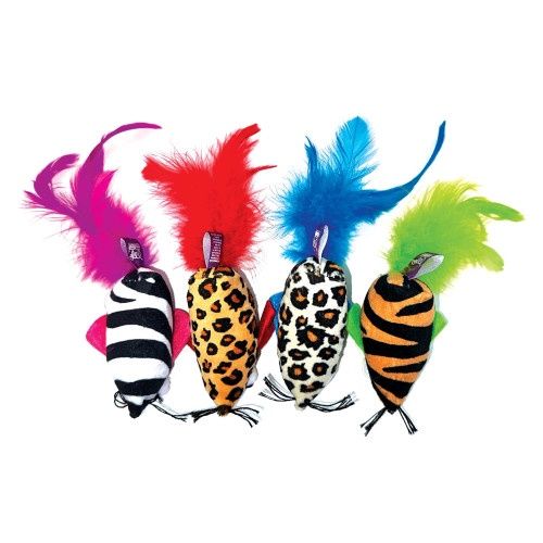 Happy Pet Tabby Patch Safari Feather Mouse Cat Toy